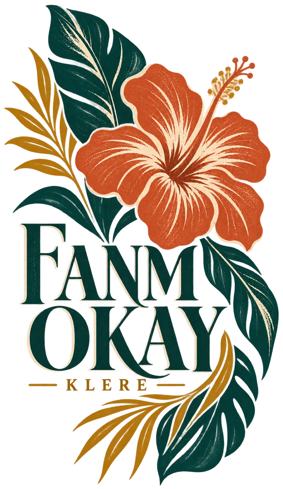 Dessin numérique Fanm Okay Klere, fleur d’hibiscus et feuillage